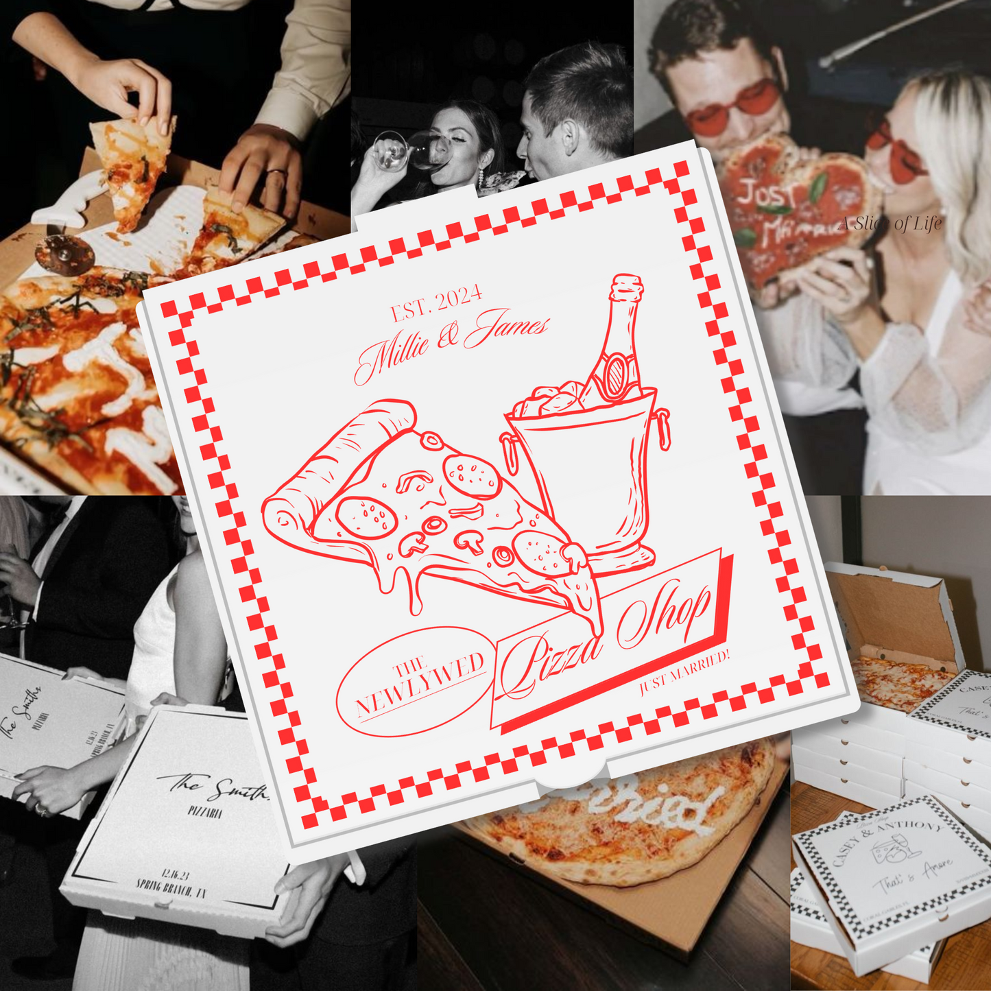 WEDDING PIZZA BOX TEMPLATE